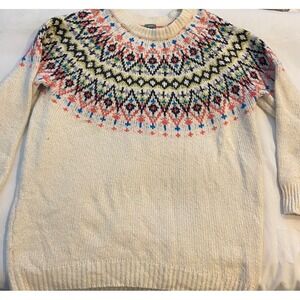 Aerie Ski Sweater Womens Medium Cream Off White Oversized Soft Cotton/Acrylic